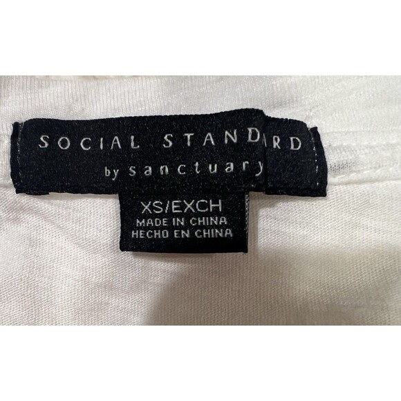 Social Standard By Sanctuary Women's White Scoop Neck Tee Shirt Short Sleeve XS - Picture 4 of 5